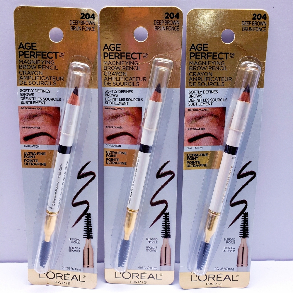 L’Oréal Paris Age Perfect Brow Magnifying Pencil with Vit E, 204 DEEP BROWN (3 )